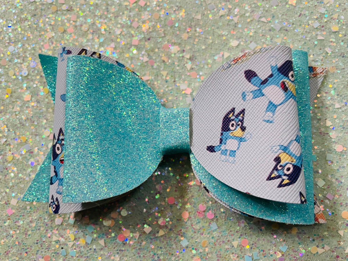 Blue 3 Double Layer Hair Bow Clip