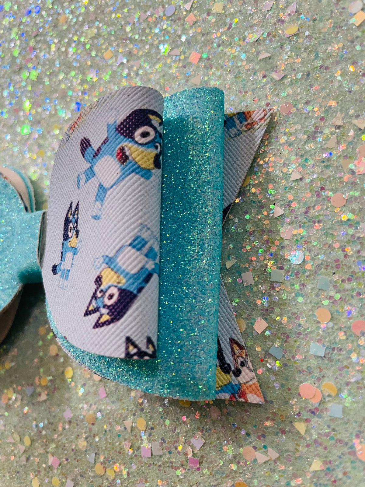 Blue 3 Double Layer Hair Bow Clip