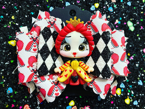 Queen Of Hearts 5 Layer Hair Bow Clip