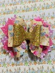 Easter Egg 3 Triple Tail Hair Bow Clip