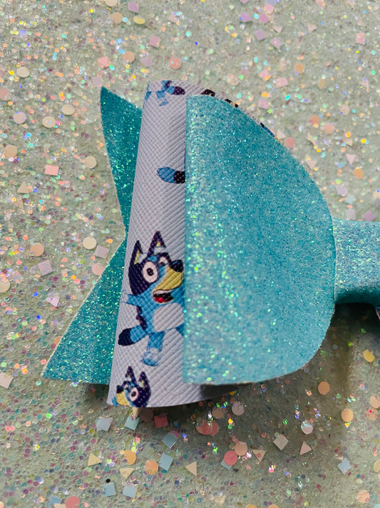 Blue 3 Double Layer Hair Bow Clip
